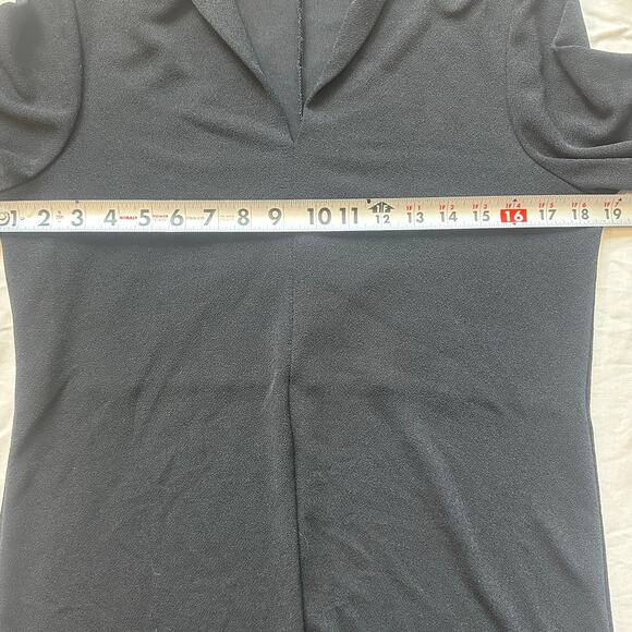 Chico's, Black, Quarter Sleeve, Collared V-Neck, Stretchy Long Dress- 1(M) - Picture 7 of 8